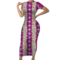 Hawaii Ohia Lehua Family Matching Short Sleeve Bodycon Dress and Hawaiian Shirt Tropical Vibes Fuchsia LT05 Mom's Dress Fuchsia - Polynesian Pride