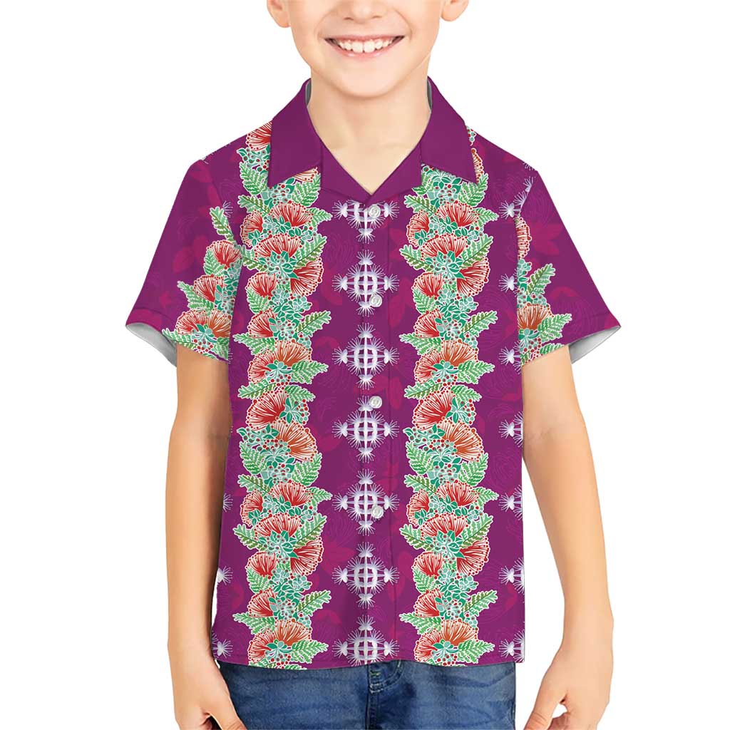 Hawaii Ohia Lehua Family Matching Short Sleeve Bodycon Dress and Hawaiian Shirt Tropical Vibes Fuchsia LT05 Son's Shirt Fuchsia - Polynesian Pride