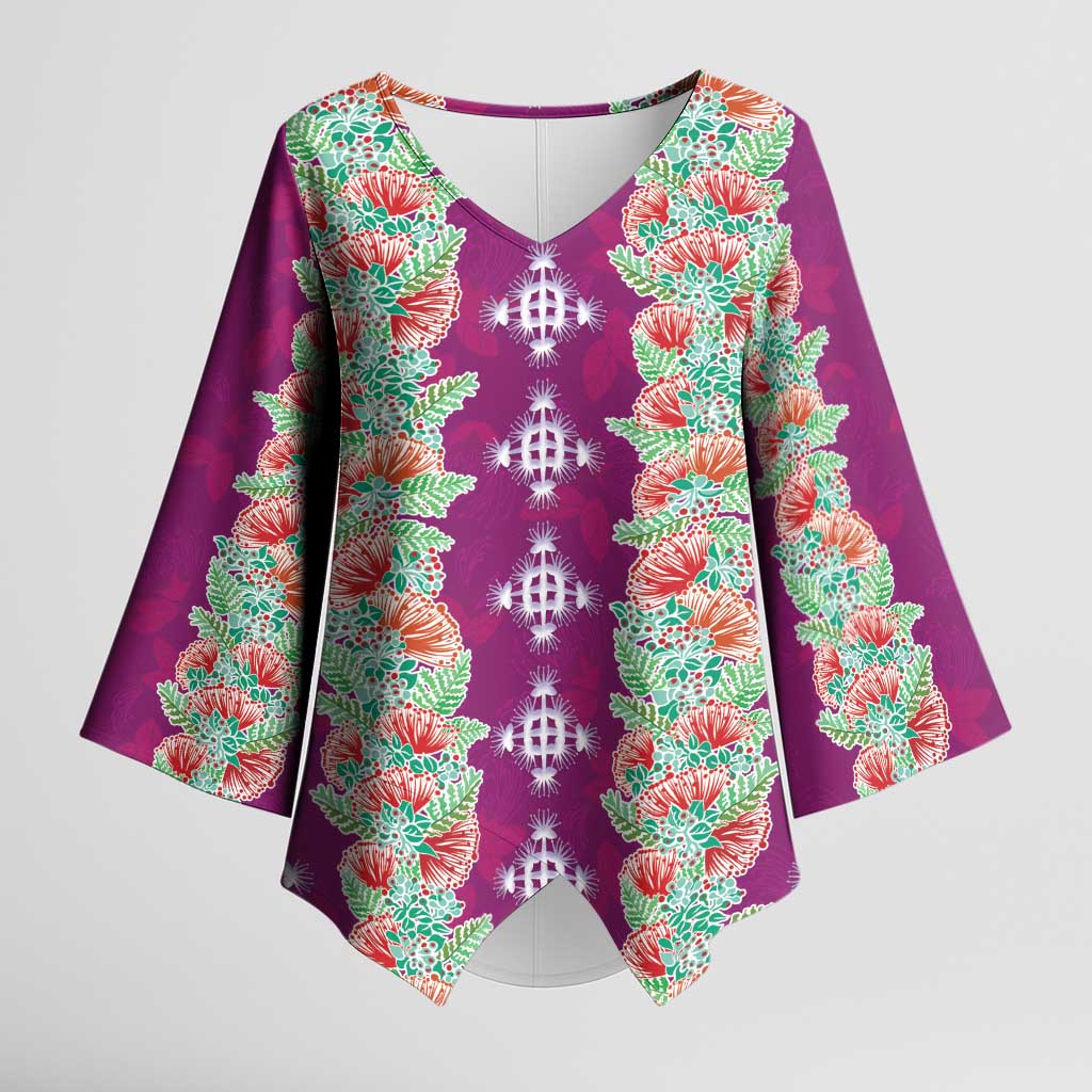 Hawaii Ohia Lehua Kimono Sleeve Blouse Tropical Vibes Fuchsia