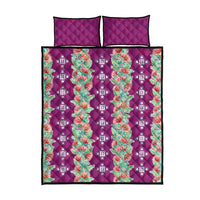 Hawaii Ohia Lehua Quilt Bed Set Tropical Vibes Fuchsia