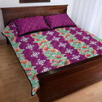 Hawaii Ohia Lehua Quilt Bed Set Tropical Vibes Fuchsia