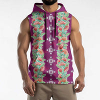 Hawaii Ohia Lehua Sleeveless Hoodie Tropical Vibes Fuchsia