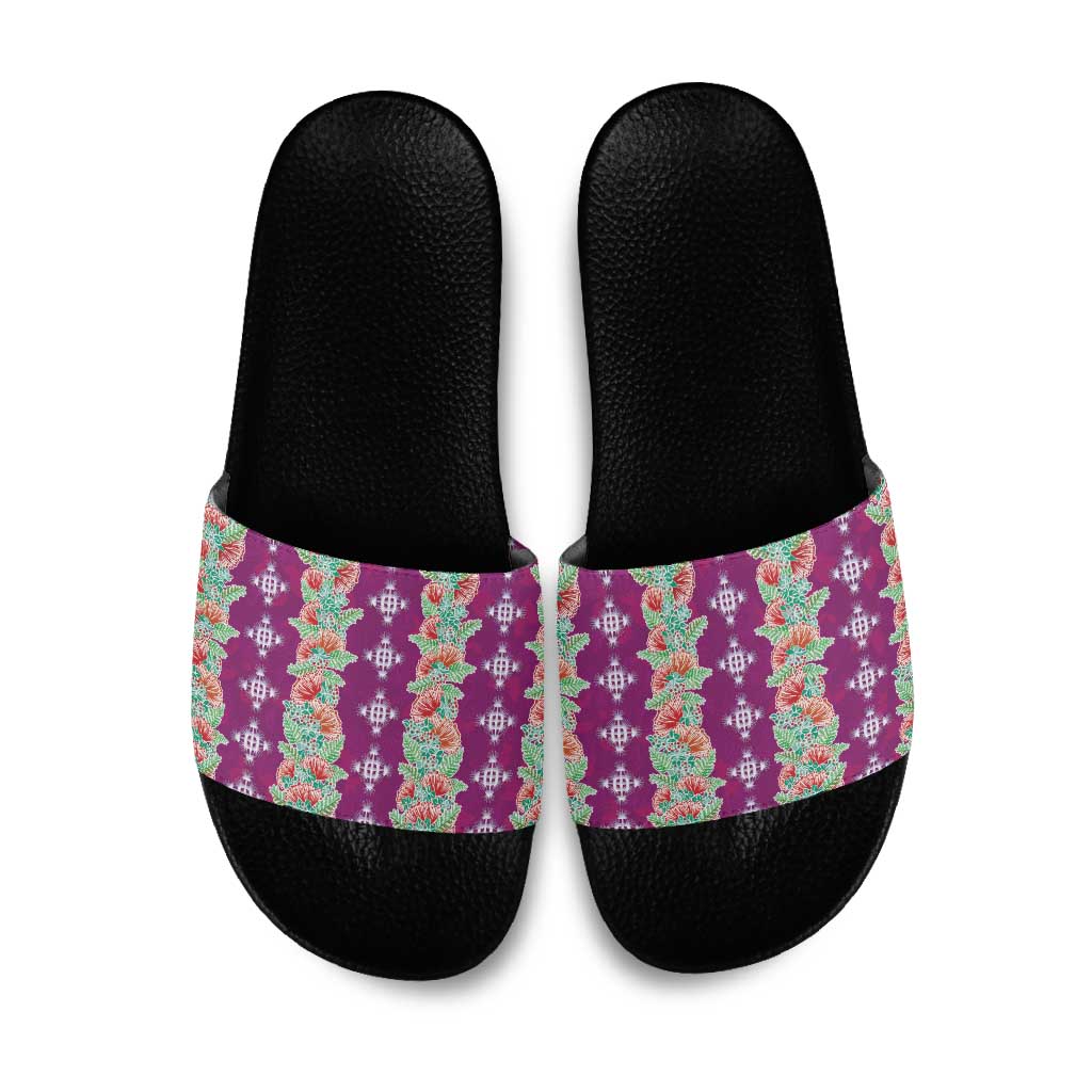 Hawaii Ohia Lehua Slide Sandals Tropical Vibes Fuchsia