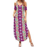 Hawaii Ohia Lehua Summer Maxi Dress Tropical Vibes Fuchsia