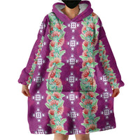 Hawaii Ohia Lehua Wearable Blanket Hoodie Tropical Vibes Fuchsia
