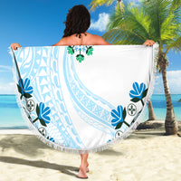 Africa Dashiki Beach Blanket With Polynesian Pattern Blue Version