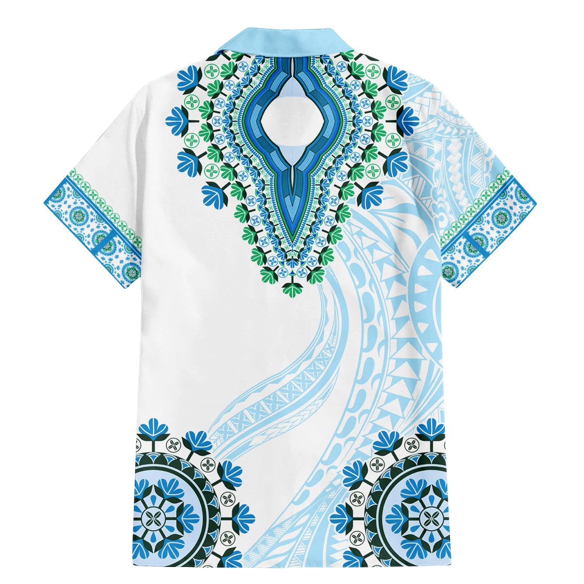Africa Dashiki Family Matching Mermaid Dress and Hawaiian Shirt With Polynesian Pattern Blue Version LT05 - Polynesian Pride