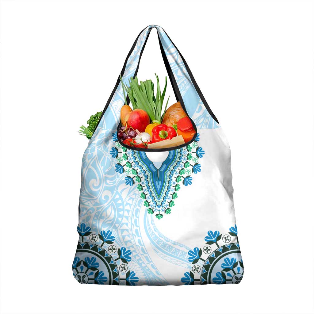 Africa Dashiki Grocery Bag With Polynesian Pattern Blue Version LT05 1-pack One Size Blue - Polynesian Pride