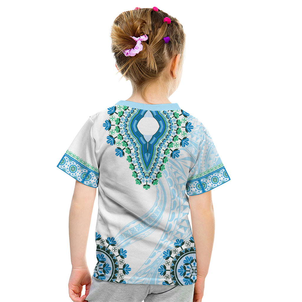 Africa Dashiki Kid T Shirt With Polynesian Pattern Blue Version LT05 - Polynesian Pride