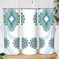 Africa Dashiki Skinny Tumbler With Polynesian Pattern Blue Version