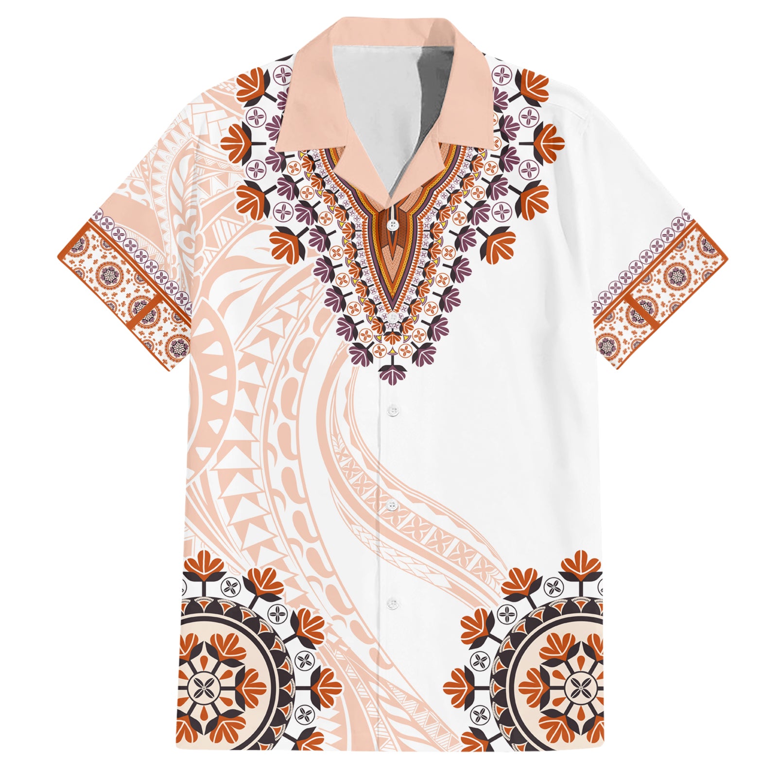 Africa Dashiki Hawaiian Shirt With Polynesian Pattern Beige Version LT05 Beige - Polynesian Pride