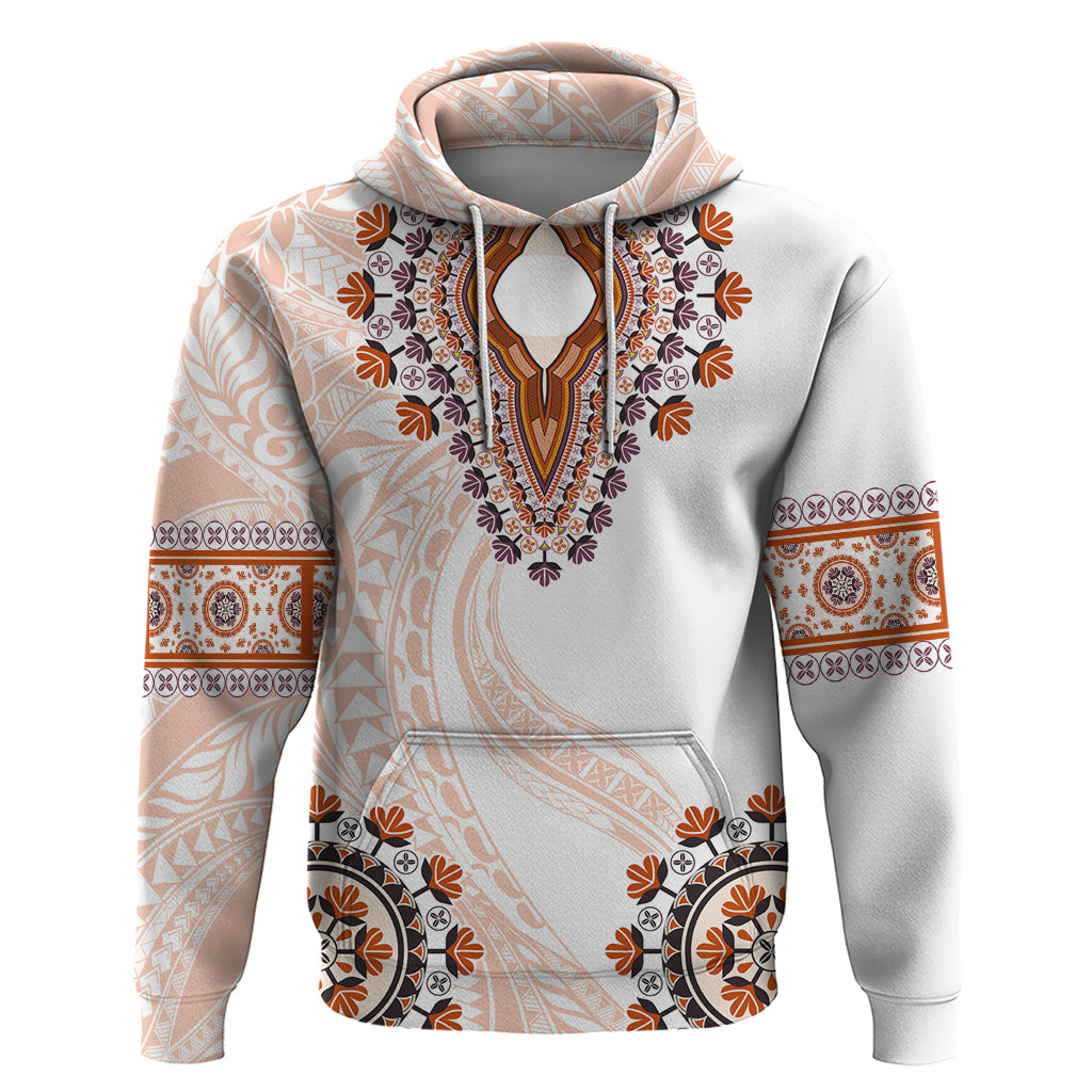 Africa Dashiki Hoodie With Polynesian Pattern Beige Version LT05 Pullover Hoodie Beige - Polynesian Pride