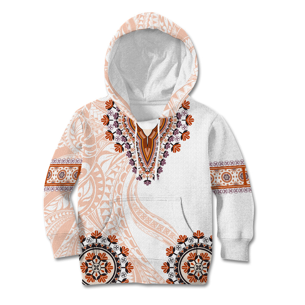 Africa Dashiki Kid Hoodie With Polynesian Pattern Beige Version LT05 Hoodie Beige - Polynesian Pride