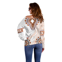 Africa Dashiki Off Shoulder Sweater With Polynesian Pattern Beige Version LT05 - Polynesian Pride