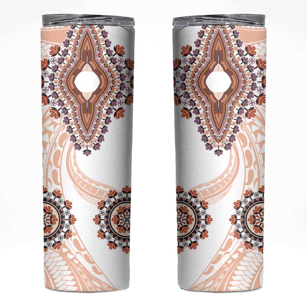 Africa Dashiki Skinny Tumbler With Polynesian Pattern Beige Version