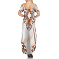 Africa Dashiki Summer Maxi Dress With Polynesian Pattern Beige Version LT05 - Polynesian Pride