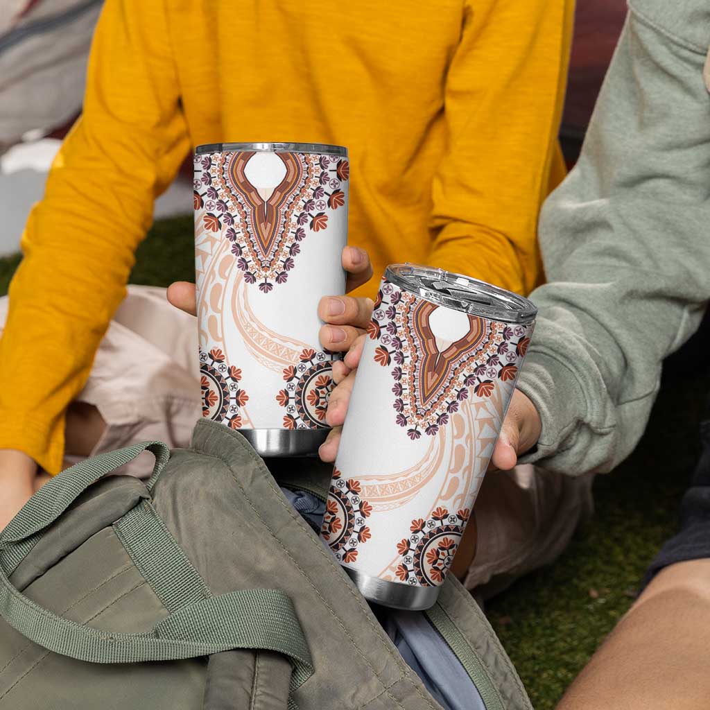Africa Dashiki Tumbler Cup With Polynesian Pattern Beige Version
