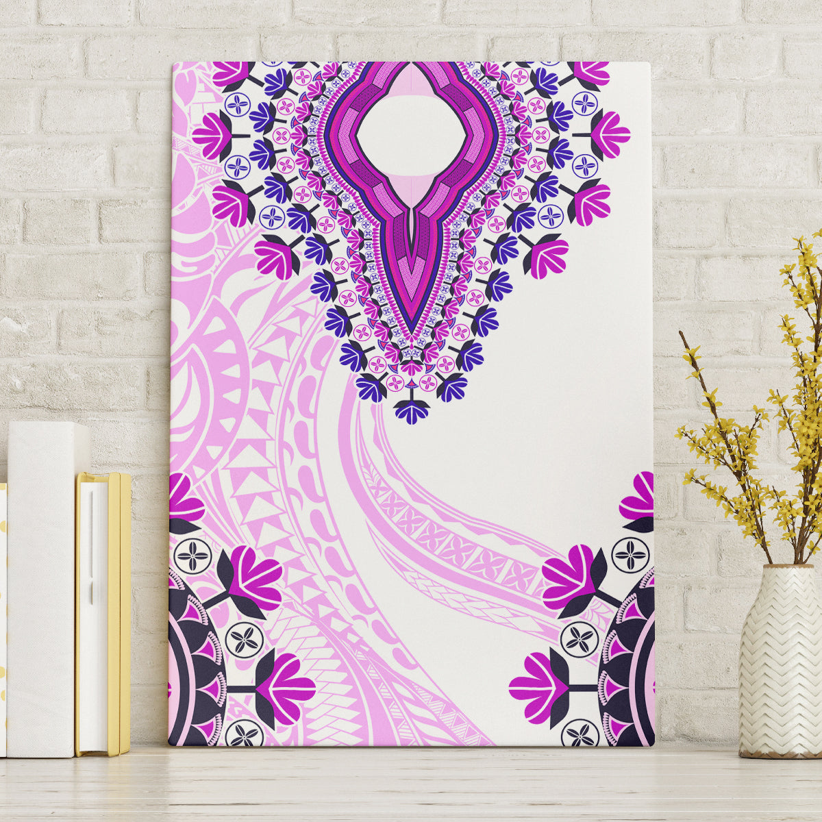 Africa Dashiki Canvas Wall Art With Polynesian Pattern Pink Version LT05 Without Frame Pink - Polynesian Pride