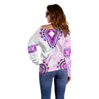 Africa Dashiki Off Shoulder Sweater With Polynesian Pattern Pink Version LT05 - Polynesian Pride