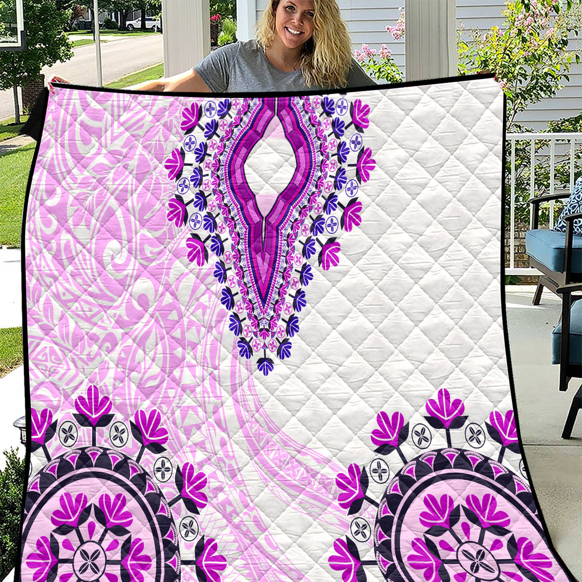 Africa Dashiki Quilt With Polynesian Pattern Pink Version LT05 Pink - Polynesian Pride