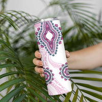 Africa Dashiki Skinny Tumbler With Polynesian Pattern Pink Version