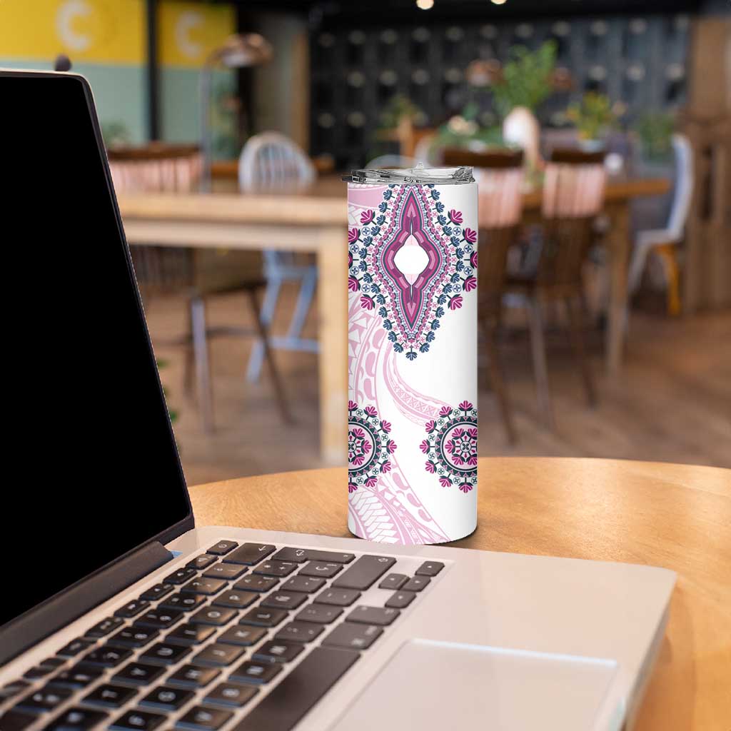 Africa Dashiki Skinny Tumbler With Polynesian Pattern Pink Version