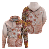 Tonga Ngatu Pattern With Light Tabasco Hibiscus Hoodie Oil Painting Style LT05 - Polynesian Pride