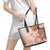 Tonga Ngatu Pattern With Light Tabasco Hibiscus Leather Tote Bag Oil Painting Style