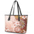 Tonga Ngatu Pattern With Light Tabasco Hibiscus Leather Tote Bag Oil Painting Style