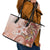 Tonga Ngatu Pattern With Light Tabasco Hibiscus Leather Tote Bag Oil Painting Style