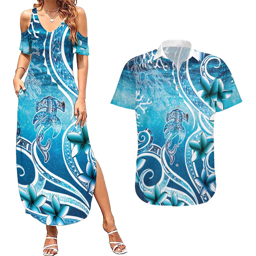 Polynesia World Ocean Day Couples Matching Summer Maxi Dress and Hawaiian Shirt Ocean Style
