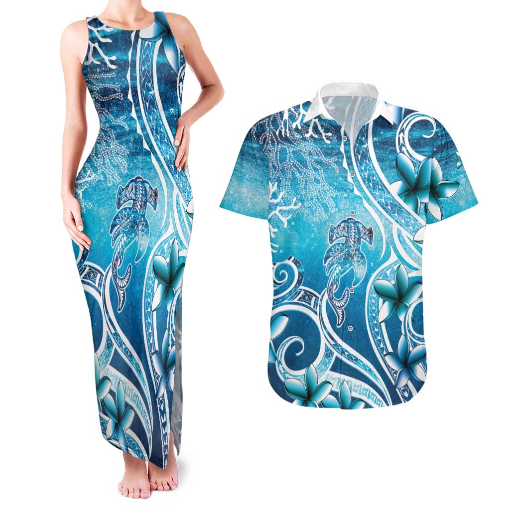 Polynesia World Ocean Day Couples Matching Tank Maxi Dress and Hawaiian Shirt Ocean Style