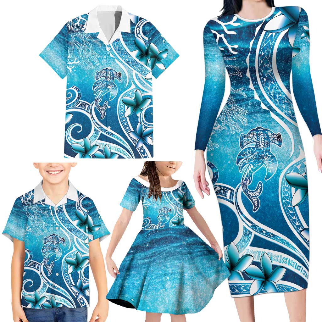 Polynesia World Ocean Day Family Matching Long Sleeve Bodycon Dress and Hawaiian Shirt Ocean Style LT05 - Polynesian Pride