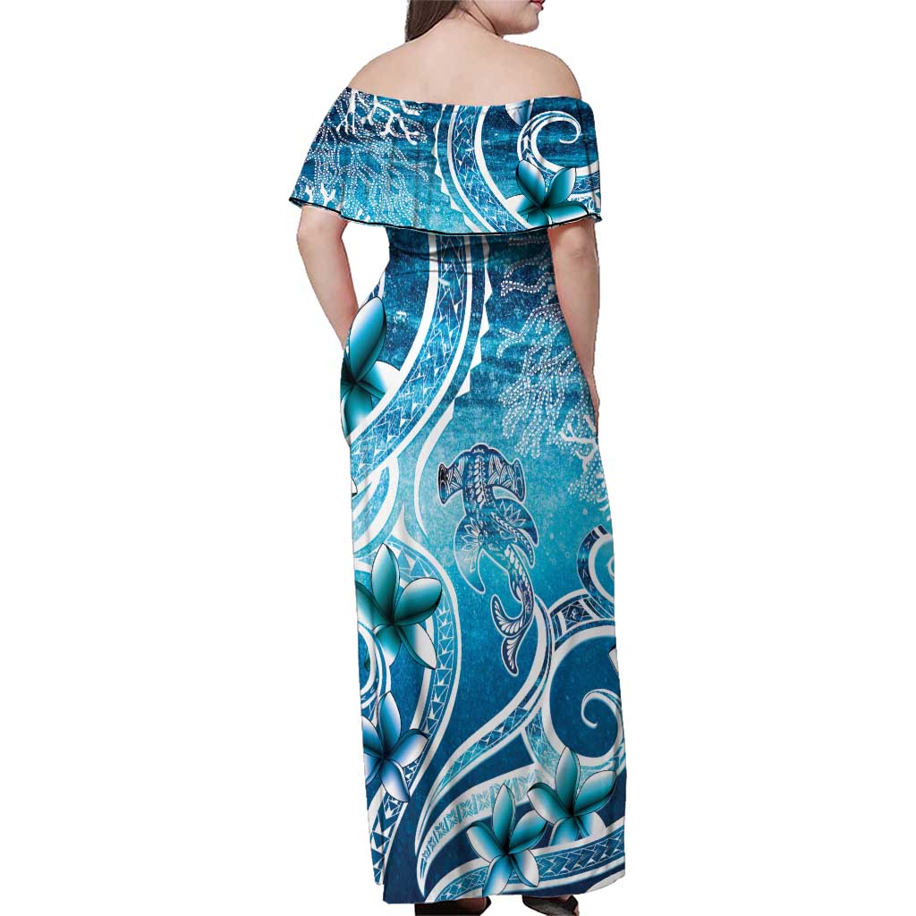 Polynesia World Ocean Day Family Matching Off Shoulder Maxi Dress and Hawaiian Shirt Ocean Style