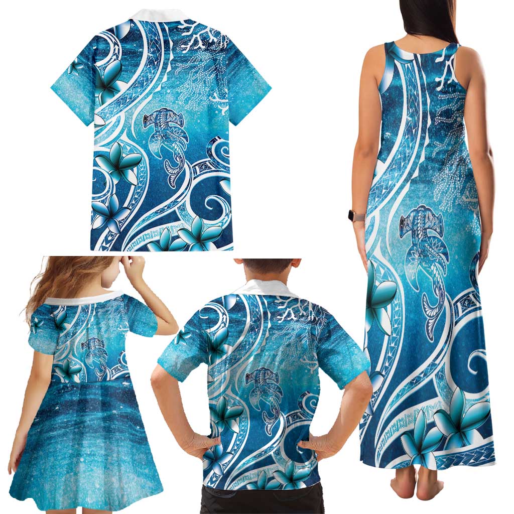 Polynesia World Ocean Day Family Matching Tank Maxi Dress and Hawaiian Shirt Ocean Style