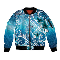 Polynesia World Ocean Day Sleeve Zip Bomber Jacket Ocean Style LT05 Unisex Blue - Polynesian Pride