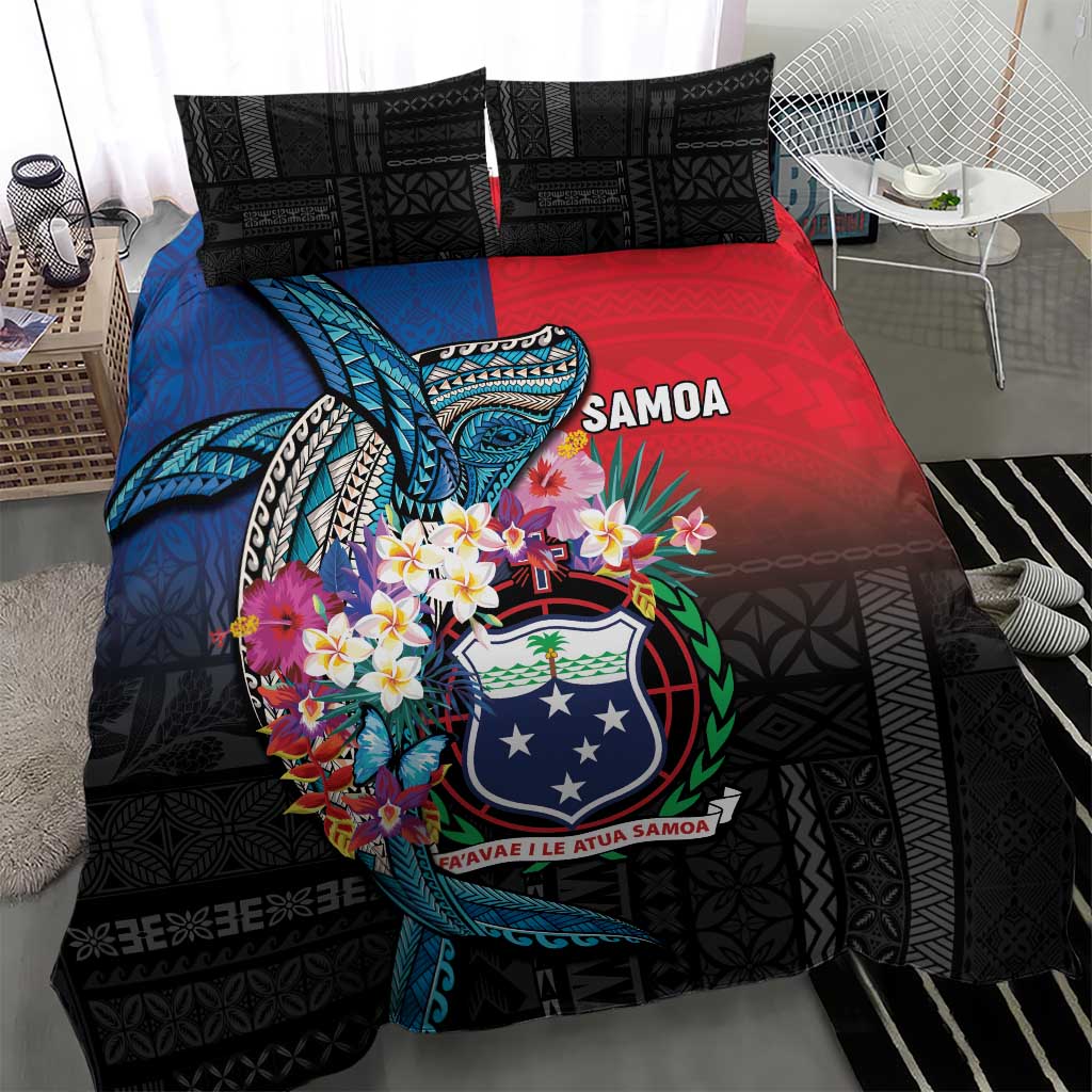 Samoa Bedding Set Humpback Whale Siapo Pattern