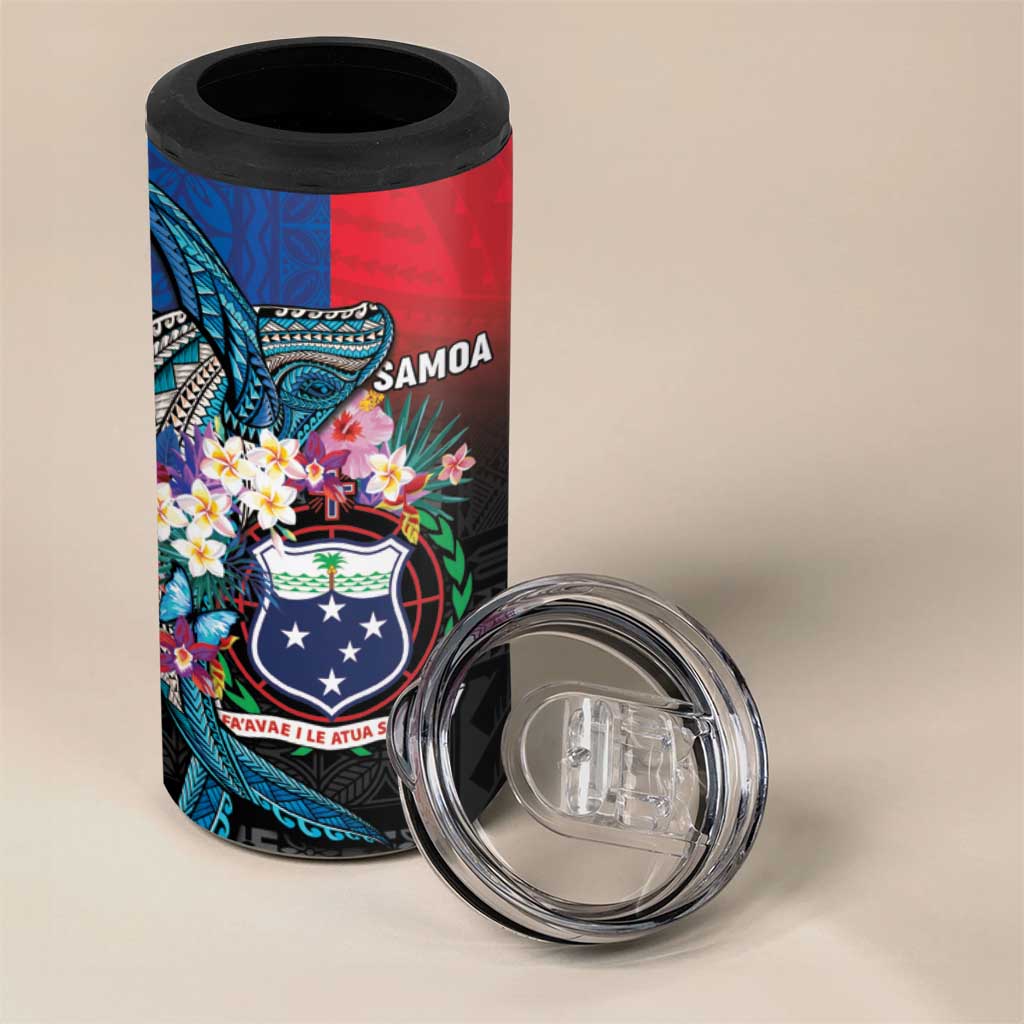 Samoa 4 in 1 Can Cooler Tumbler Humpback Whale Siapo Pattern