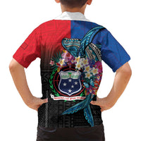 Samoa Family Matching Short Sleeve Bodycon Dress and Hawaiian Shirt Humpback Whale Siapo Pattern