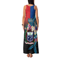 Samoa Family Matching Tank Maxi Dress and Hawaiian Shirt Humpback Whale Siapo Pattern