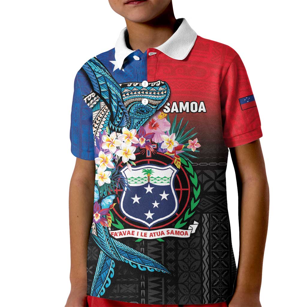 Samoa Kid Polo Shirt Humpback Whale Siapo Pattern