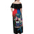 Samoa Off Shoulder Maxi Dress Humpback Whale Siapo Pattern
