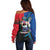 Samoa Off Shoulder Sweater Humpback Whale Siapo Pattern