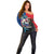 Samoa Off Shoulder Sweater Humpback Whale Siapo Pattern