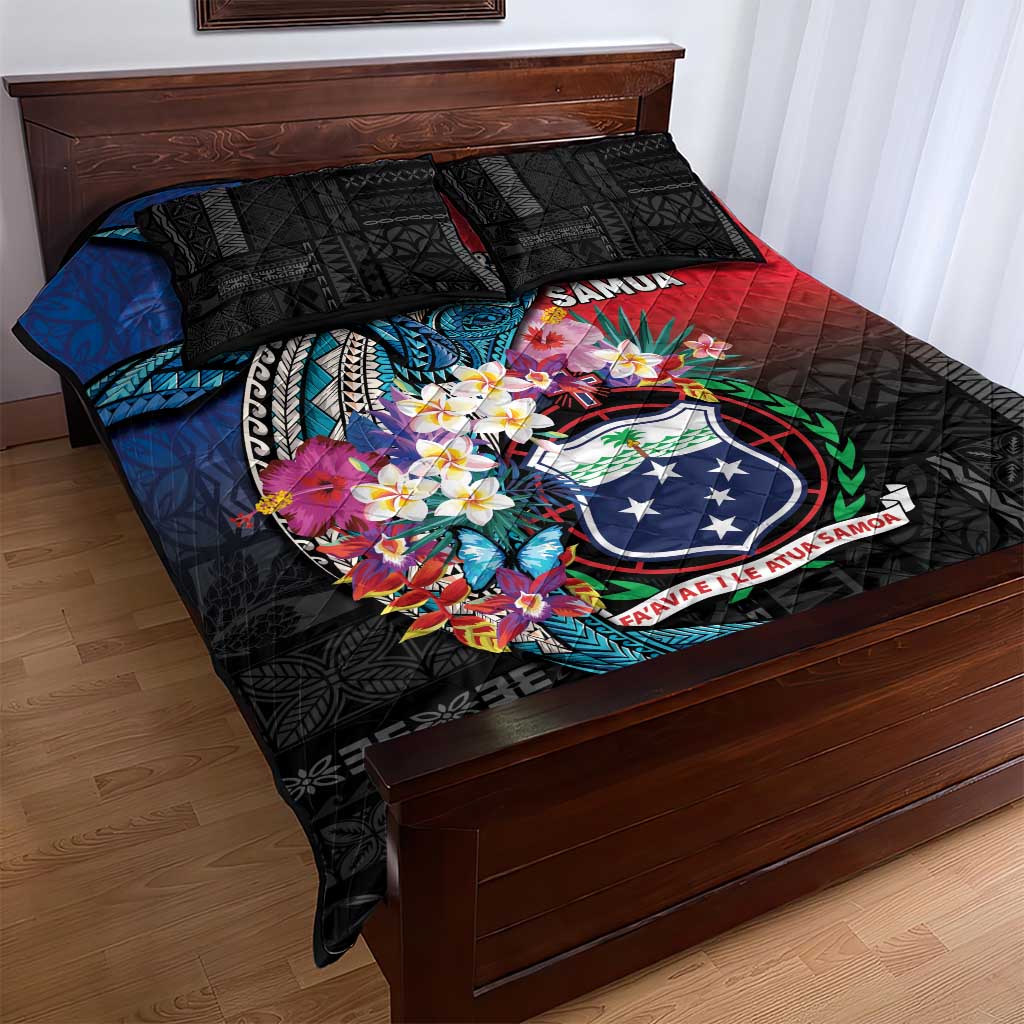 Samoa Quilt Bed Set Humpback Whale Siapo Pattern