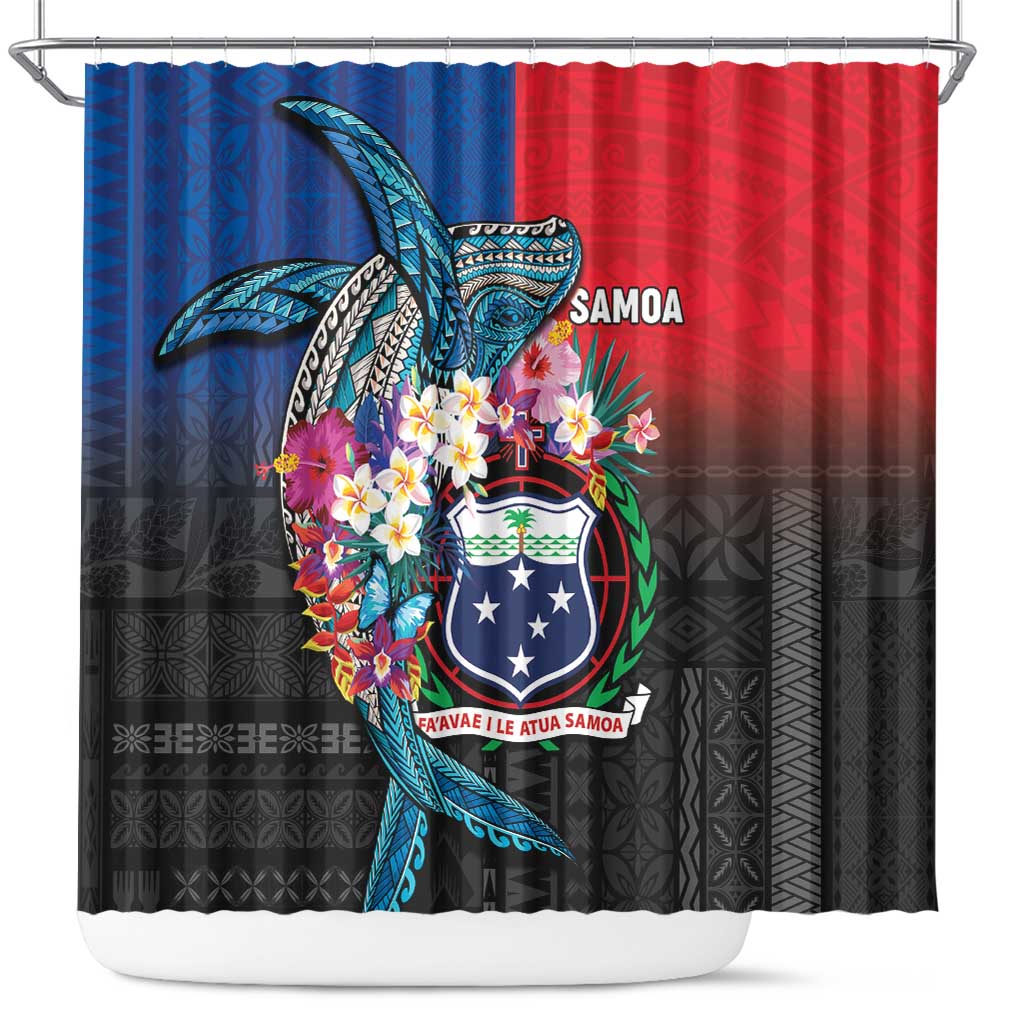 Samoa Shower Curtain Humpback Whale Siapo Pattern