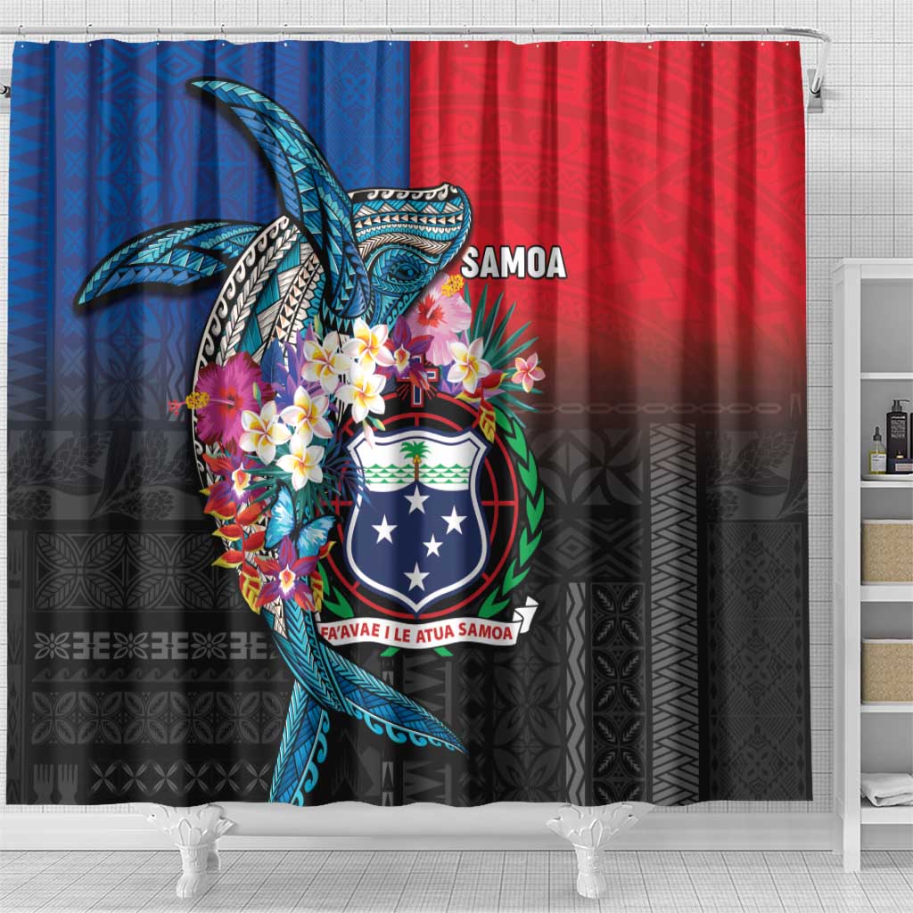 Samoa Shower Curtain Humpback Whale Siapo Pattern