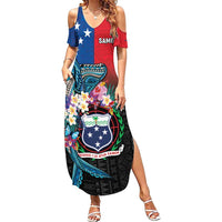 Samoa Summer Maxi Dress Humpback Whale Siapo Pattern