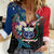 Samoa Women Casual Shirt Humpback Whale Siapo Pattern