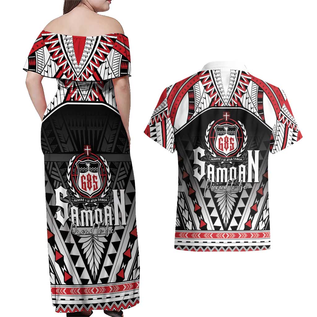 Samoa Independence Day Couples Matching Off Shoulder Maxi Dress and Hawaiian Shirt Proud To Be Samoan